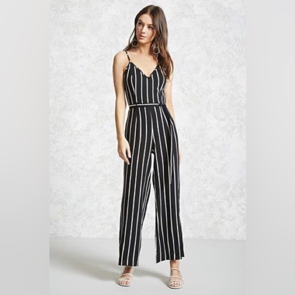 Staccato Black and White Striped Jumpsuit Size S / Strech
